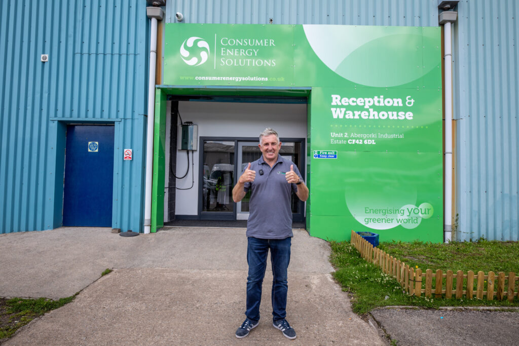 CES ambassador, Jonathan Davies, stood outside the Treorchy facility.